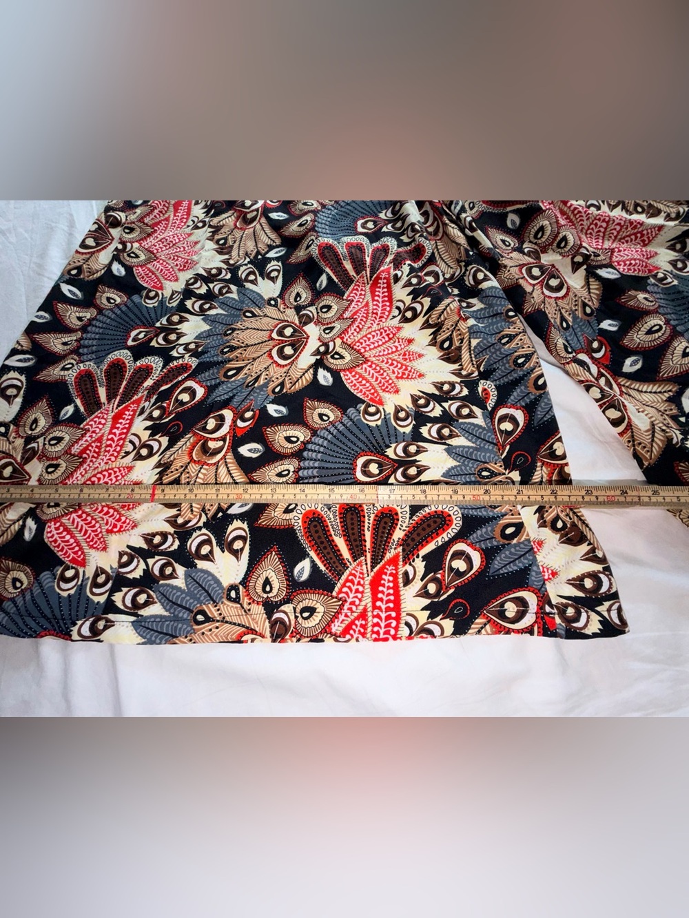 Boho Wide Leg Printed Palazzo Pants - Peacock Floral - Picture 10 of 12
